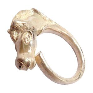 Authentic! Hermes Silver Horse Cheval Band Ring